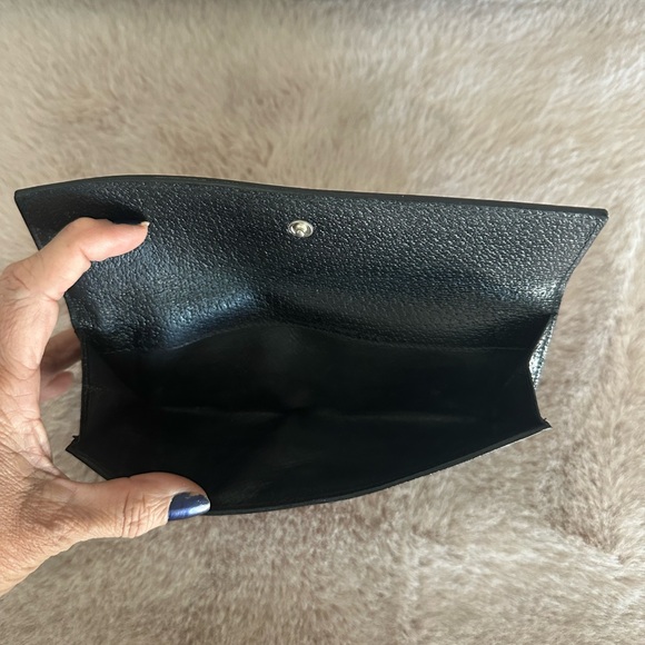 Gucci “G” Black Leather Trim Continental Wallet Authentic EUC - Picture 7 of 14